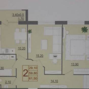 Продается 2-х комнатная квартира, 60,5 м²