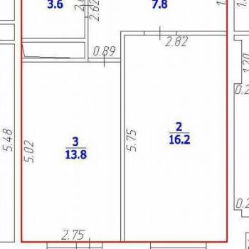 Продается 2-х комнатная квартира, 46,5 м²
