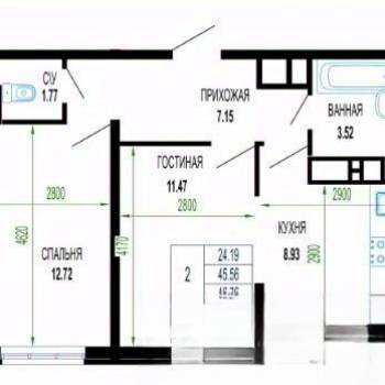 Продается 2-х комнатная квартира, 47 м²