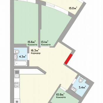 Продается 3-х комнатная квартира, 87 м²