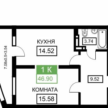 Сдается 1-комнатная квартира, 47 м²