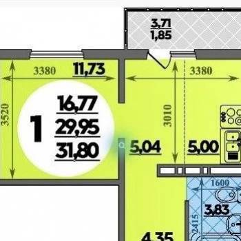 Сдается 1-комнатная квартира, 31,8 м²