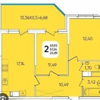 Сдается 2-х комнатная квартира, 64 м²