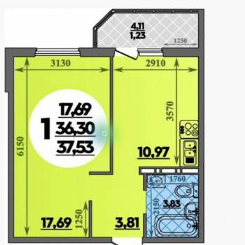Сдается 1-комнатная квартира, 36,3 м²