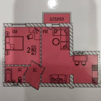 Продается 1-комнатная квартира, 50 м²