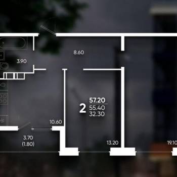 Сдается 2-х комнатная квартира, 57 м²