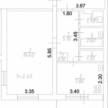 Продается 1-комнатная квартира, 38,3 м²