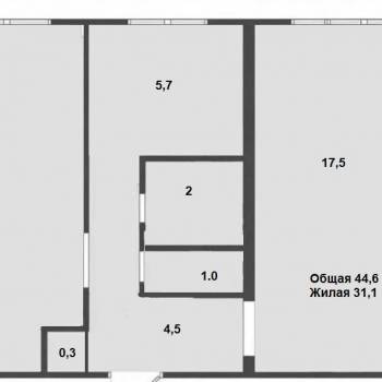 Продается 2-х комнатная квартира, 44,6 м²