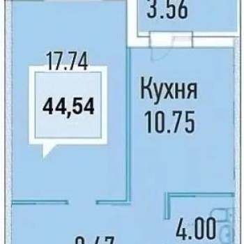 Продается 1-комнатная квартира, 44,5 м²