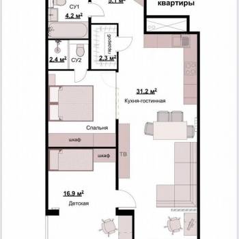 Продается 3-х комнатная квартира, 70,9 м²