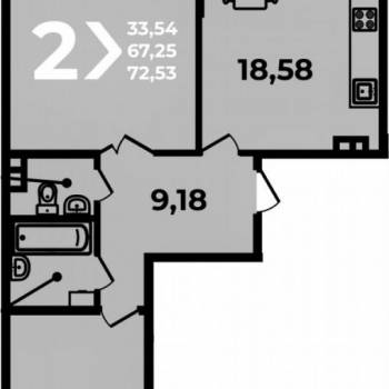 Сдается 2-х комнатная квартира, 68 м²