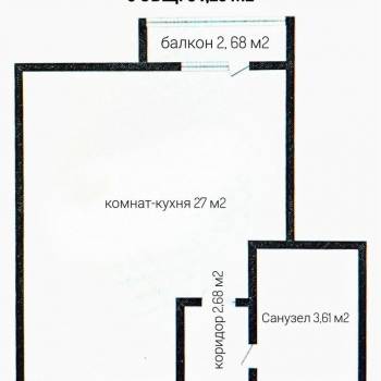 Продается 1-комнатная квартира, 33,6 м²