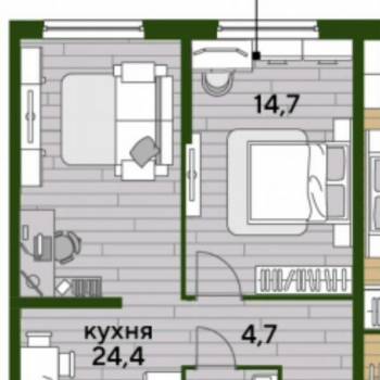 Продается 1-комнатная квартира, 47,9 м²