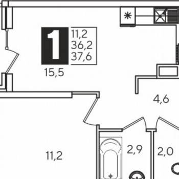 Сдается 1-комнатная квартира, 37,2 м²