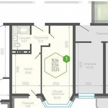 Продается 1-комнатная квартира, 32 м²
