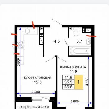 Сдается 1-комнатная квартира, 36,8 м²
