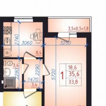 Продается 1-комнатная квартира, 33 м²