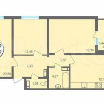 Продается 3-х комнатная квартира, 79 м²