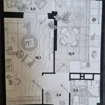 Продается 1-комнатная квартира, 34,7 м²