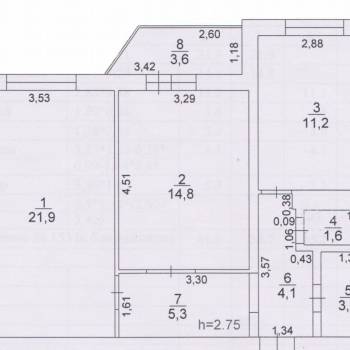 Продается 2-х комнатная квартира, 62,2 м²