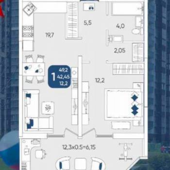 Сдается 2-х комнатная квартира, 50 м²