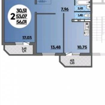 Сдается 2-х комнатная квартира, 53,07 м²