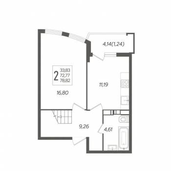 Продается 1-комнатная квартира, 86 м²