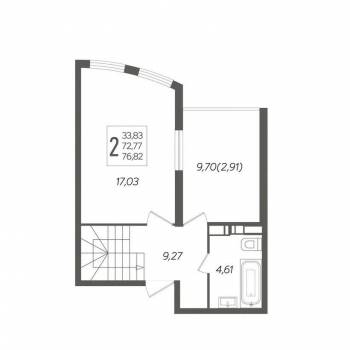 Продается 1-комнатная квартира, 86 м²