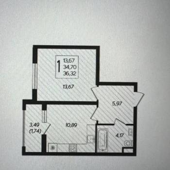 Сдается 1-комнатная квартира, 35,6 м²