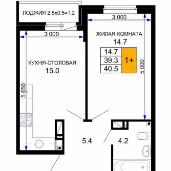 Сдается 1-комнатная квартира, 39 м²