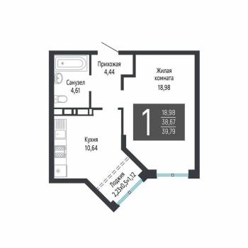 Сдается 1-комнатная квартира, 41 м²