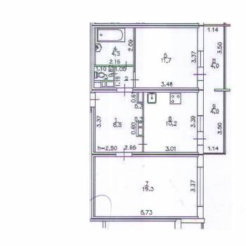 Продается 2-х комнатная квартира, 56,4 м²