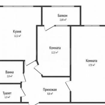 Продается 2-х комнатная квартира, 59 м²