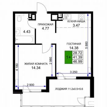 Продается 1-комнатная квартира, 50 м²