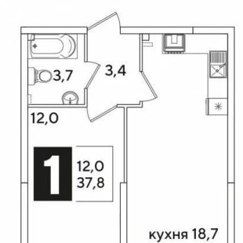 Сдается 2-х комнатная квартира, 37,7 м²