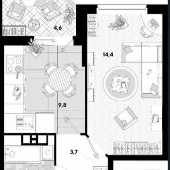 Продается 1-комнатная квартира, 36,1 м²