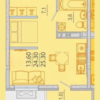 Продается 1-комнатная квартира, 25 м²