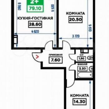 Продается 3-х комнатная квартира, 76,4 м²