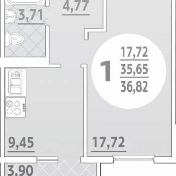 Сдается 1-комнатная квартира, 36 м²