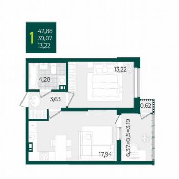 Сдается 1-комнатная квартира, 46 м²