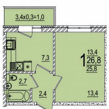 Продается 1-комнатная квартира, 27 м²