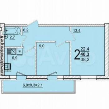 Продается 2-х комнатная квартира, 38,2 м²