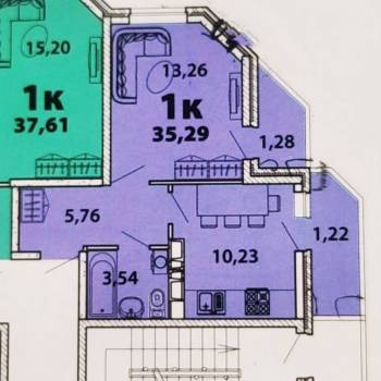 Продается 1-комнатная квартира, 35,3 м²