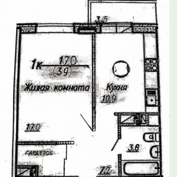 Продается 1-комнатная квартира, 39 м²