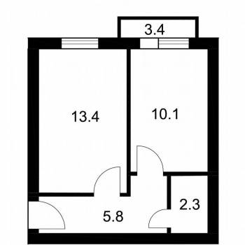 Продается 1-комнатная квартира, 31,6 м²