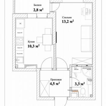 Сдается 1-комнатная квартира, 34,1 м²