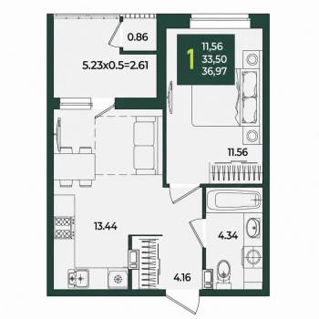Сдается 1-комнатная квартира, 37 м²