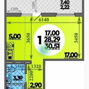 Сдается 1-комнатная квартира, 28,2 м²