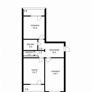 Продается 2-х комнатная квартира, 65,5 м²