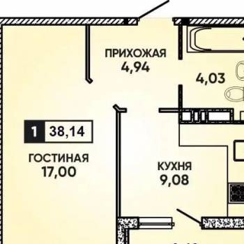 Продается 1-комнатная квартира, 38 м²